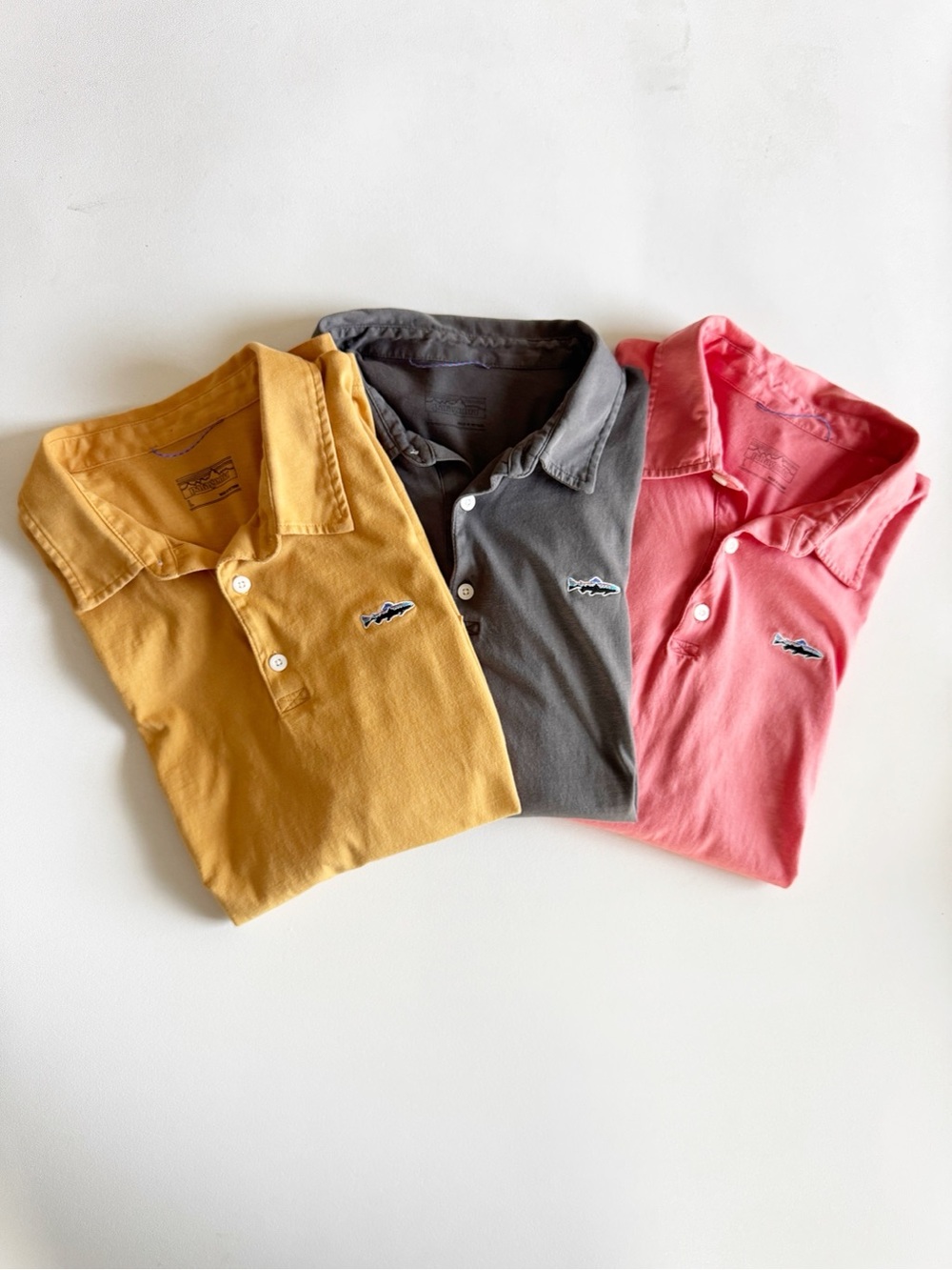 Patagonia Trout Fitz Polo Shirt Bundle 3 Large Organic Cotton Short Sleeve Knit